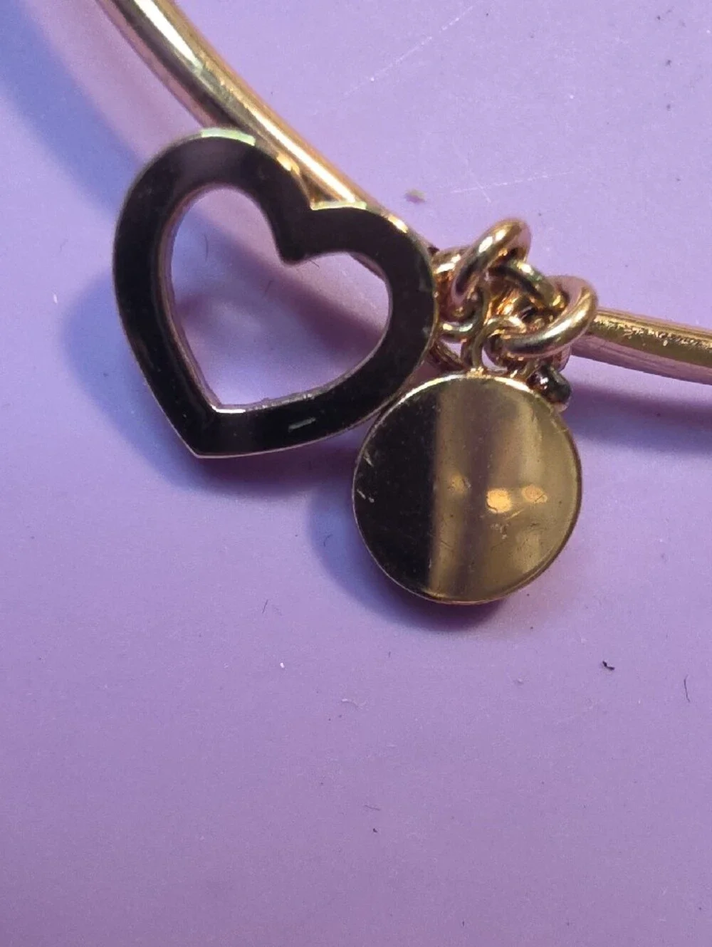 Michael Kors Gold-Tone Crystal Heart & Logo Charm Bangle